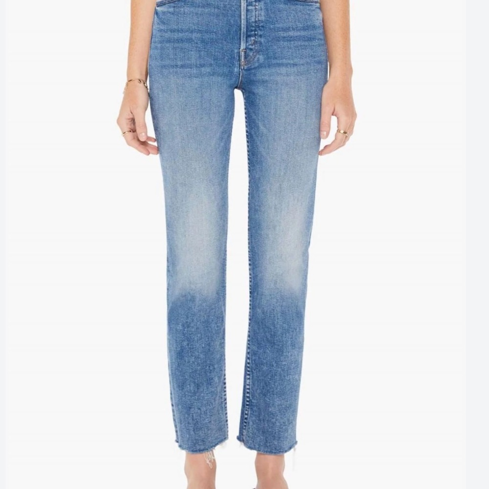 MOTHER Straight Leg Jeans in Light Blue Denim